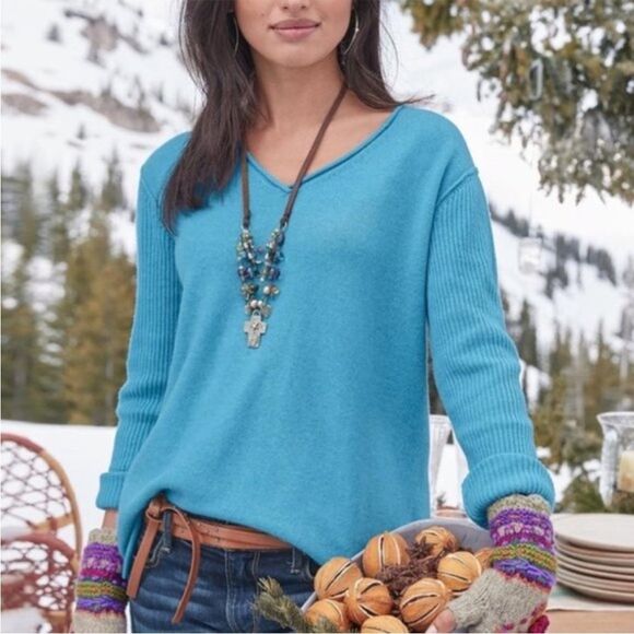 SUNDANCE Women’s Beloved Pullover V-Neck Sweater 100% Cashmere Size SP in Blue - Picture 13 of 13